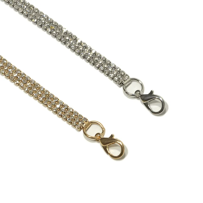 Korean Fashion Women's Belt Rhinestone Metal Waist Chain Sweet Three Rows Inlaid Metal Decorative