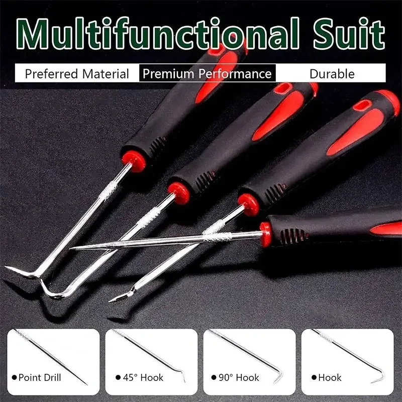 4pcs Pick and Hook Set Car Oil Seal Puller Remover Tire Stone Cleaning Auto Maintenance Tools