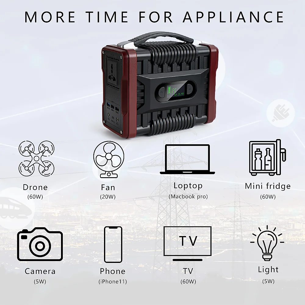 Lithium Battery Portable Emergency Power Station WIth Laptop 200w 300w 500w 800W 1000W Solar Power Station