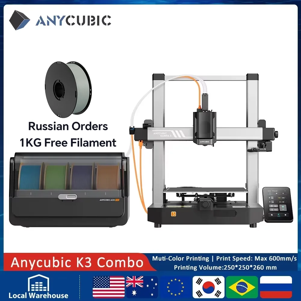ANYCUBIC Kobra 3 Combo AE Версия FDM Печать в 4-8 цветных 3D-принтере