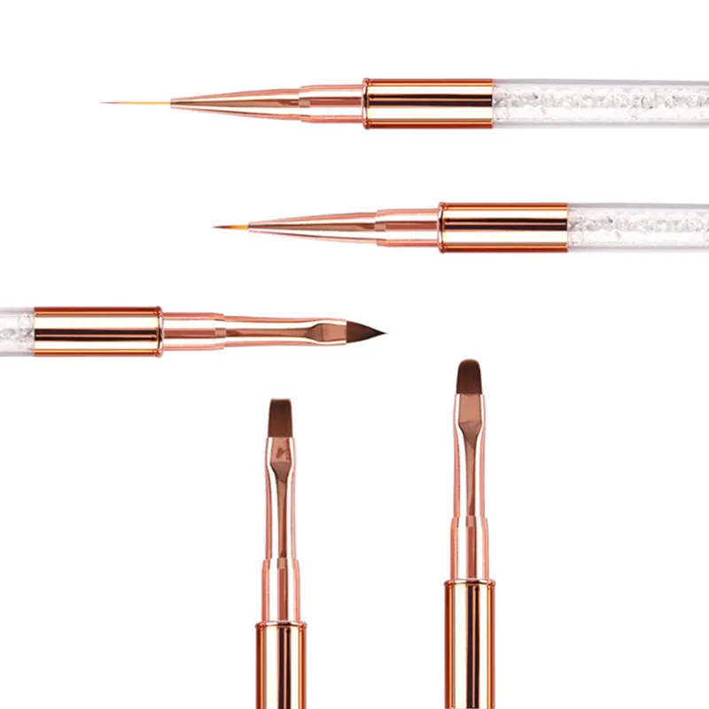 1/5 قطعة مسمار الفن جل الأشعة فوق البنفسجية من الأكريليك تمديد منشئ حجر الراين اللوحة فرشاة خطوط بطانة نمط قلم رسم مانيكير أداة