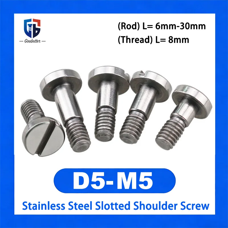 

1Pcs M5 D5 Stainless Steel Slotted Shoulder Screws Axle Sleeve Machine Screws Smooth Shank Half Male Thread Bolts for Machinery
