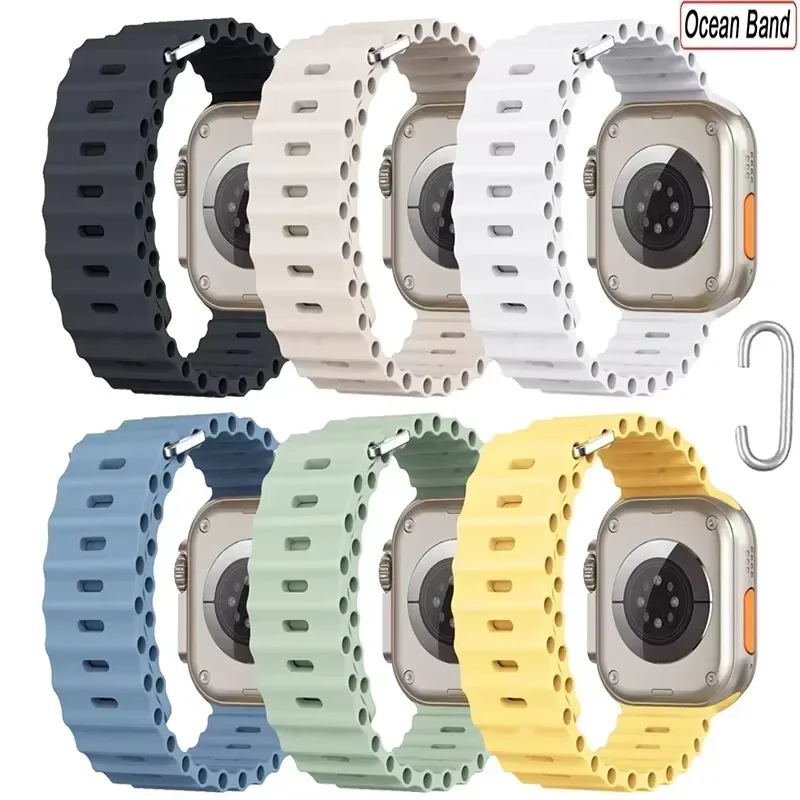 Silicone Ocean Strap For Apple watch band Ultra 2 Series 10 9 SE 8 7 6 5 4 3 Correa iwatch 46mm 42mm 44mm 45/41mm 49mm 38/40 MM