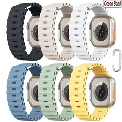 Silicone Ocean Strap For Apple watch band Ultra 2 Series 10 9 SE 8 7 6 5 4 3 Correa iwatch 46mm 42mm 44mm 45/41mm 49mm 38/40 MM