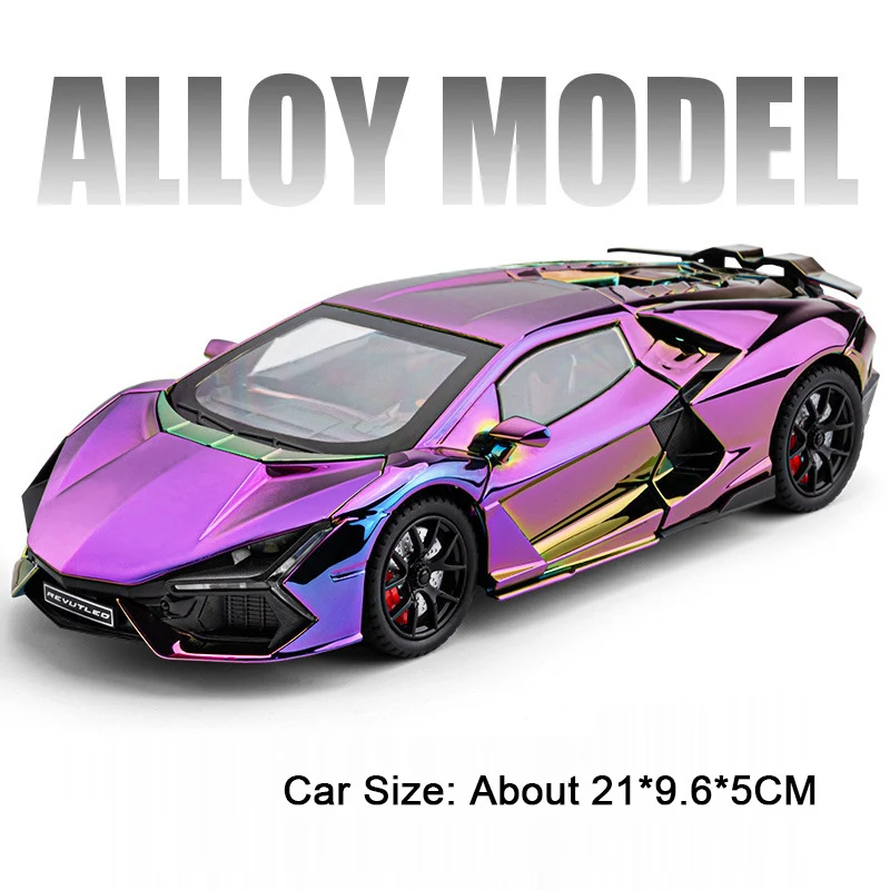 1:24 Schaal REVUELTO Miniatuur Model Speelgoed Sportwagens Legering Diecast Supercars Geluid Licht Deuren Geopend Trek terug voor Kinderen Geschenken
