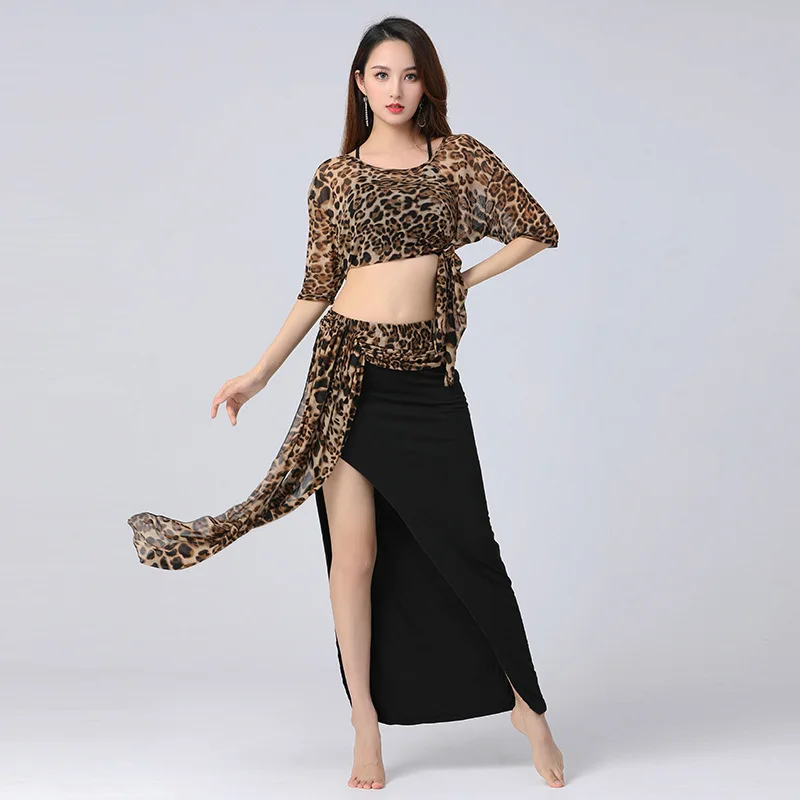 

Customized Belly Dance Costumes Practice Dress Set New Bat Sleeve Large Floral Practice Performance Skirt Belly Dancewear
