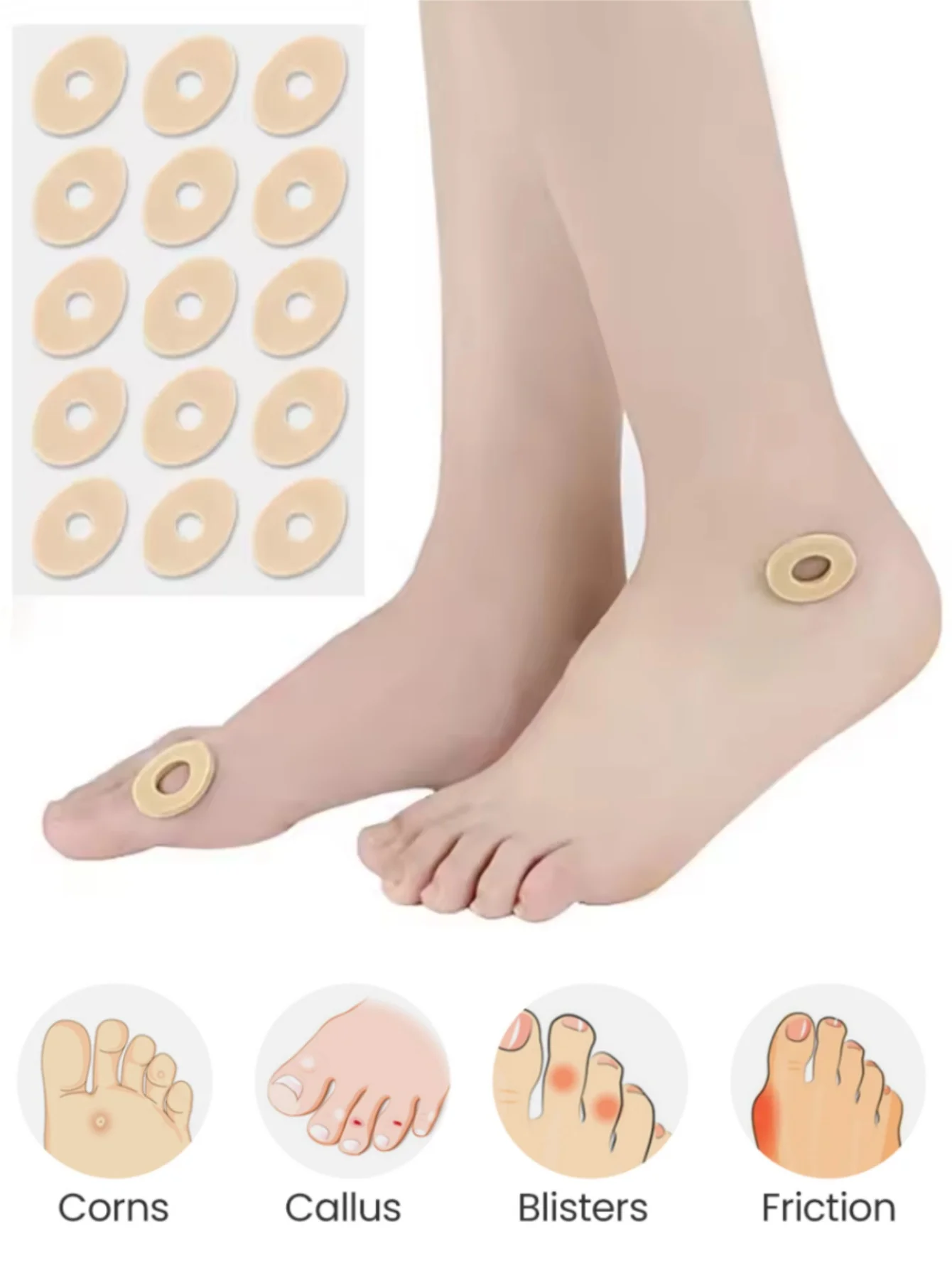 15 pezzi/foglio 3 tipi di cuscini per calli scarpe tallone pad schiuma punta tonda piedi protezioni per alluce valgo di mais