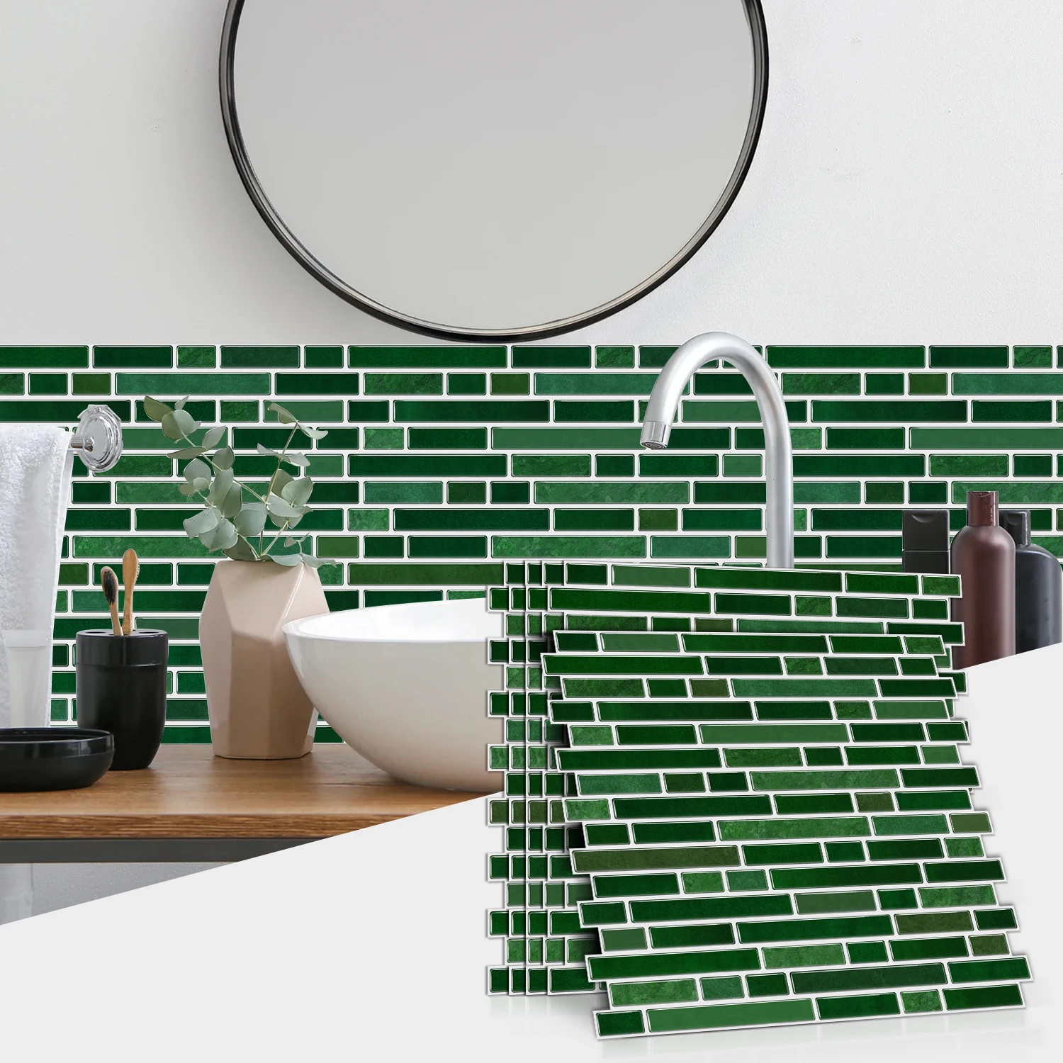 

Peel and Stick Marble Tile Stickers Self Adhesive Waterproof Wall Tiles for Kitchen Bathroom (3/6/9/12/15PCS)
