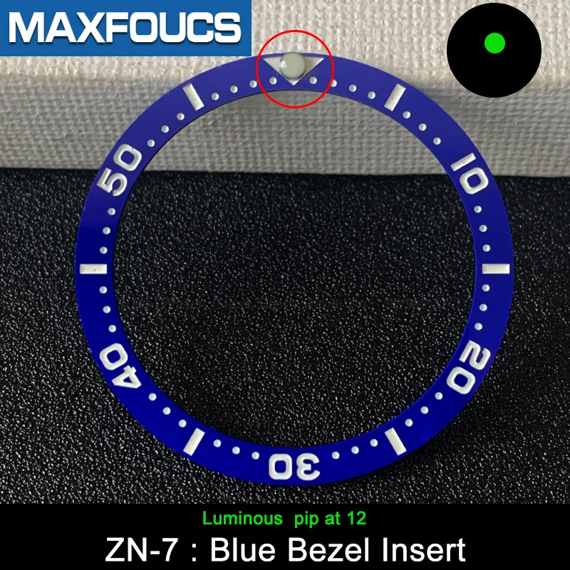 Flat Ceramic Bezel insert 38*31.5mm  Luminous  pip at 12 For Seiko SKX007 SKX009 watch parts