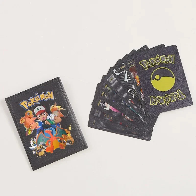 New Box 10Pcs Pokemon Cards Colorful 3D Gold Foil Vmax EX GX V Black Silver Card Charizard Pikachu Rare Battle Collection Card