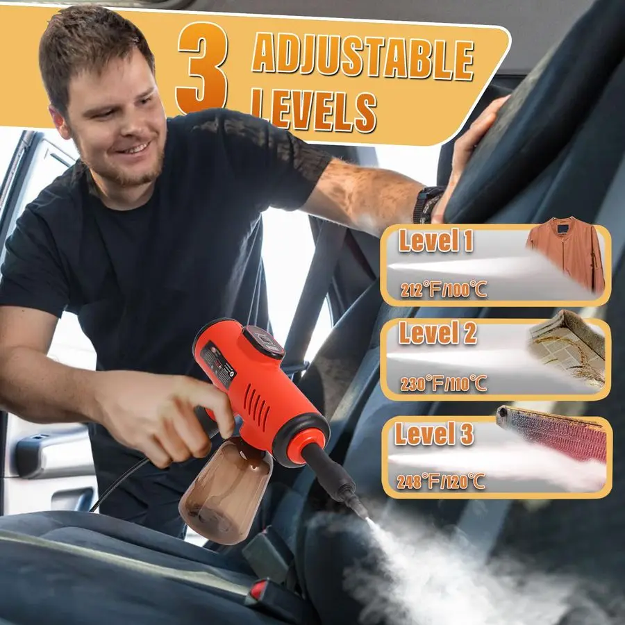 Пароочиститель под давлением для дома, портативный отпариватель HandsFree на 600 мл, мини-универсальный пароочиститель для автомобиля с 7 шт. Accesso