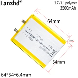 3.7V 3.8V Li Polymer Lithium Battery For wireless charging medical device 645464 645565 Lithium battery 3500mAh