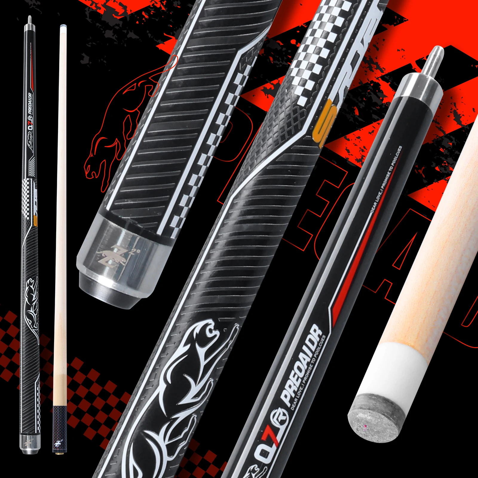 PREOAIDR Q7 Series Canadian Maple Wood Pool Cue Stick Professional Pool Sticks, Low Deflection Billiard Cues with Uni-loc Joint (Precise, Easy to Control, Pro Taper)