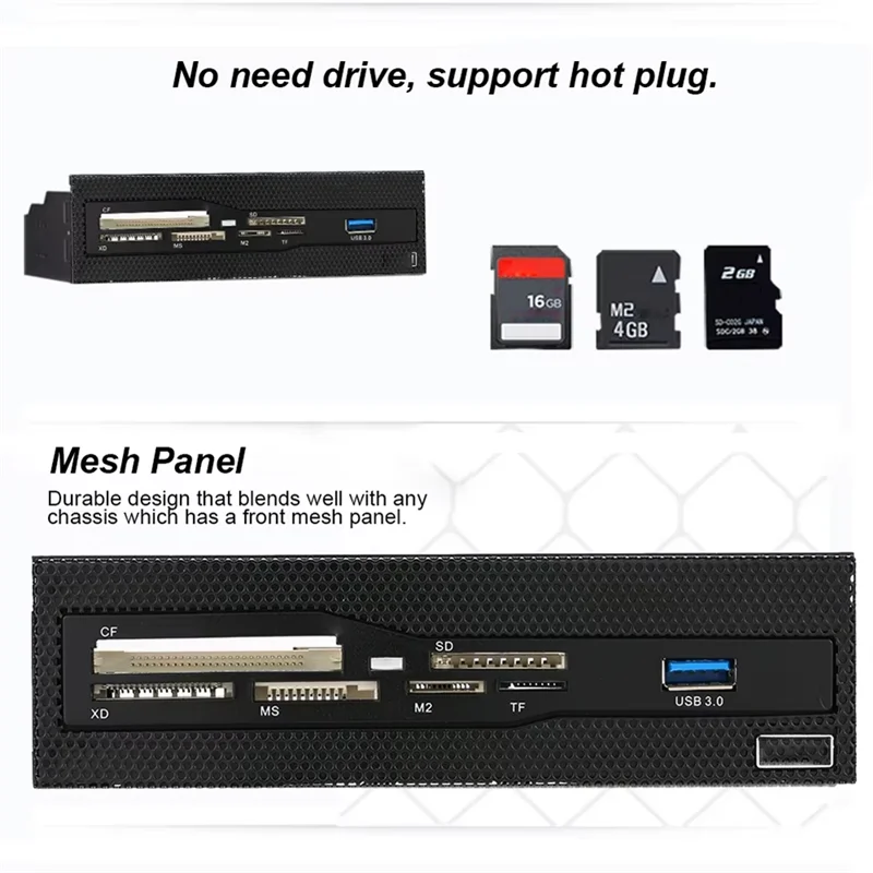 

CF XD MS M2 TF SD Внутренний 5,25-дюймовый кард-ридер USB 3.0 Приборная панель ПК Передняя панель Многофункциональный мультимедиа-ридер