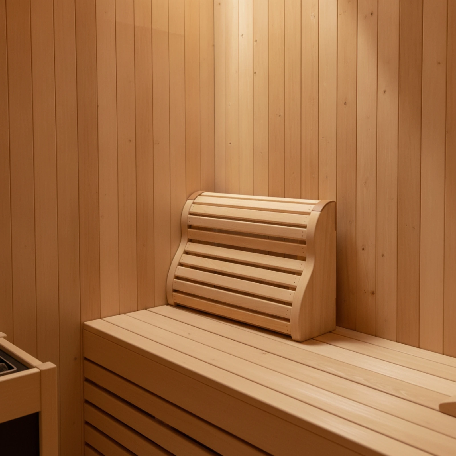 Wooden Headrest with Curved Supports Ergonomic Sauna Headrest Sauna Backrest Heat-Resistant Back Support Comfortable