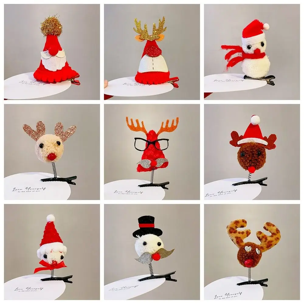 Dekorasi Natal, Jepit Rambut Natal, Pita Rambut, Santa Claus, Rusa, Jepit Rambut Tanduk Rusa, Jepit Rambut Merah, Aksesoris Rambut Korea