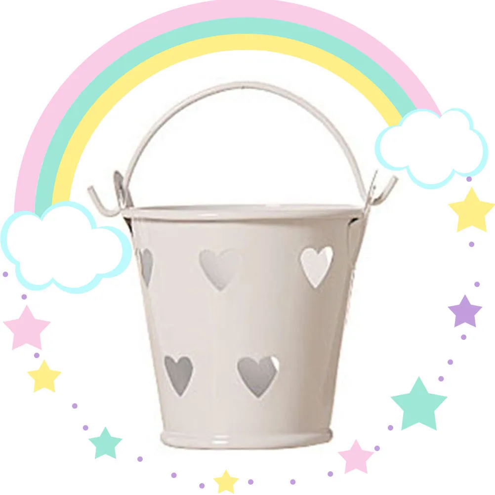 

6pcs Tinplate Flower Pot Heart Shape Storage Container Wedding C Mini Bucket Plant Decor Home Office ganizer