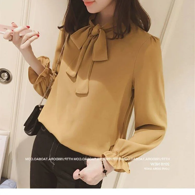 Elegant Bow Petal Sleeve Chiffon Shirts 2023 Spring New Fashion Office Lady Solid V-Neck Loose Oversized Pullovers Blouse Female