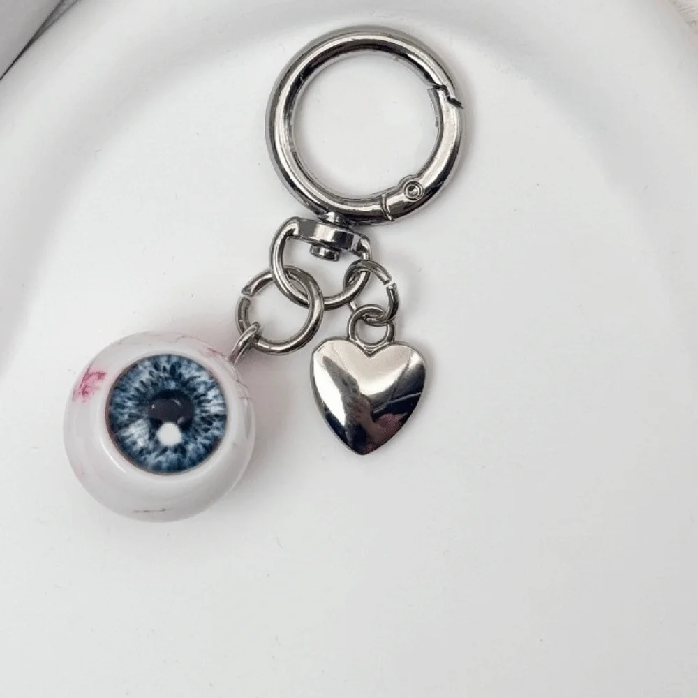 Unique Funny Demon Eyeball Keychain Resin Gothic Style Bag Pendant Heart Luminous Car Key Holder Gothic Fashion