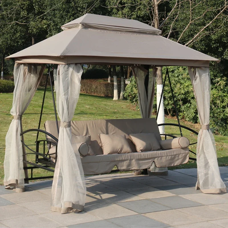 Hamaca columpio para niños y adultos, silla de columpio para exteriores, Patio, cama de día, Gazebo bronceado con paredes de mal