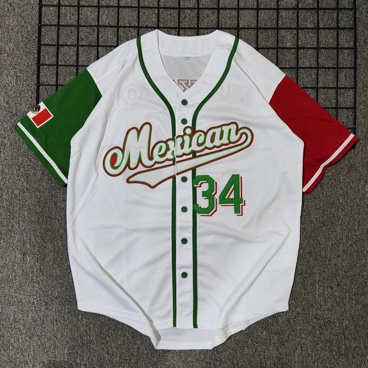 

American Street Sle Hip Hop Embroidered Baseball Jaet ort Sve Open Cardigan Men's Large Size Breathable Sports Jersey