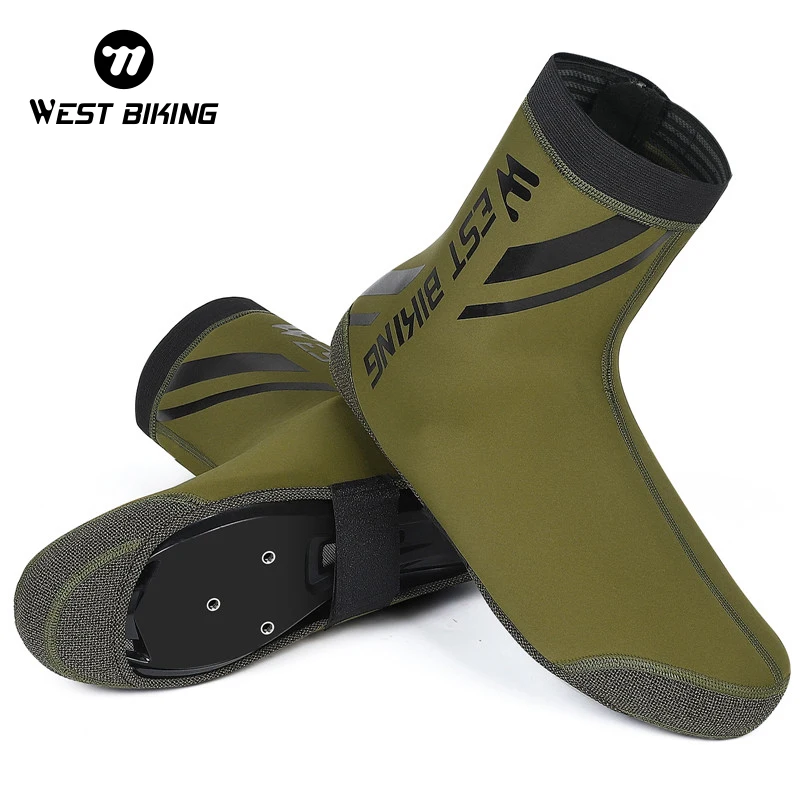 WEST BIKING Waterproof Cycling Boot Covers MTB Shoe Cover Winter Warm Thermal Overshoes Toe Bicycle Shoe Covers Booties For Bike