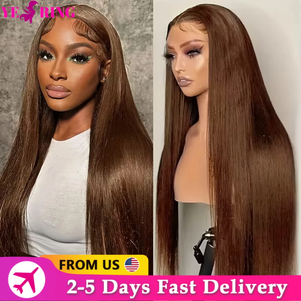 

Chocolate Brown Bone Straight Human Hair Wigs 13x6 HD Lace Front Wig 30 Inch Human Hair Lace Wigs 100% Human Hair Pre Plucked Human Hair Wig 3-5 Days Delivery