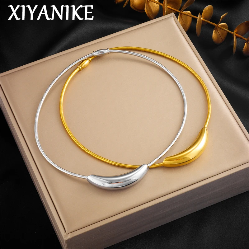 XIYANIKE 316L Stainless Steel Fashion Simple Geometric style Necklace For Women 2023 New Trends Collar Necklace Non fading