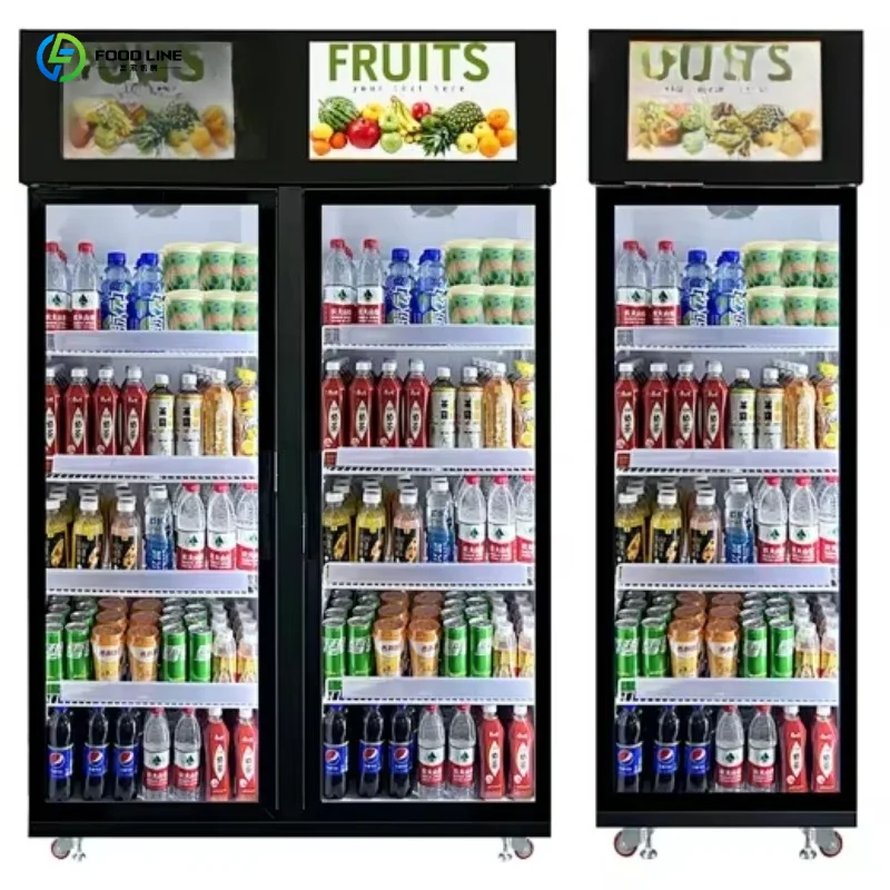 FL Double Door AI Vision Vending Fridge Unmanned Retail Cooling System for Frozen Food with ISO 9001Certified Customized