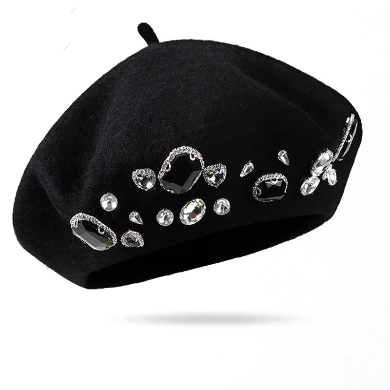 French Beret Thick Rhinestone  - đánh giá và giá Beret French Wool