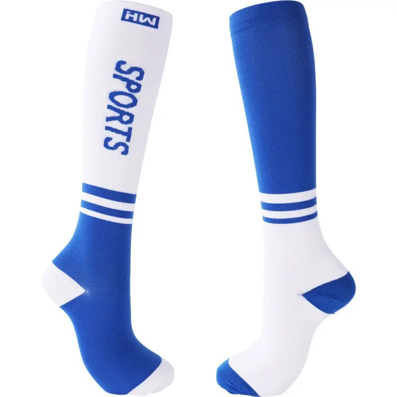 1 Pair Long Stockings Sports Bright Asymmetric English Words Sports High Length Compression Socks Pressure Slimming Yoga Socks