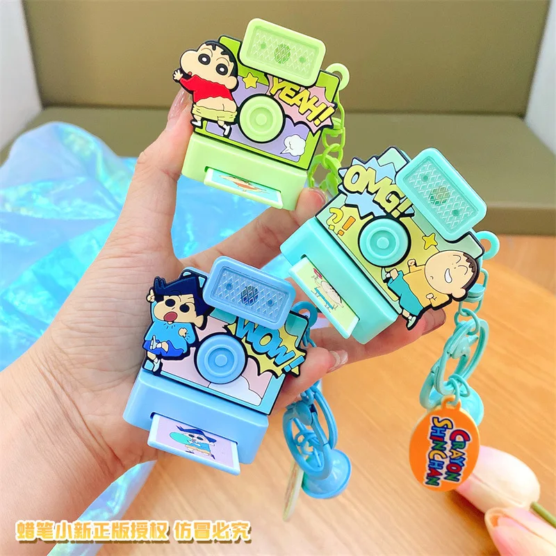 Crayon Shinchan Camera Keychain PVC Statue Action Figurine Desk Collectible Anime Model Toys Figures Gift