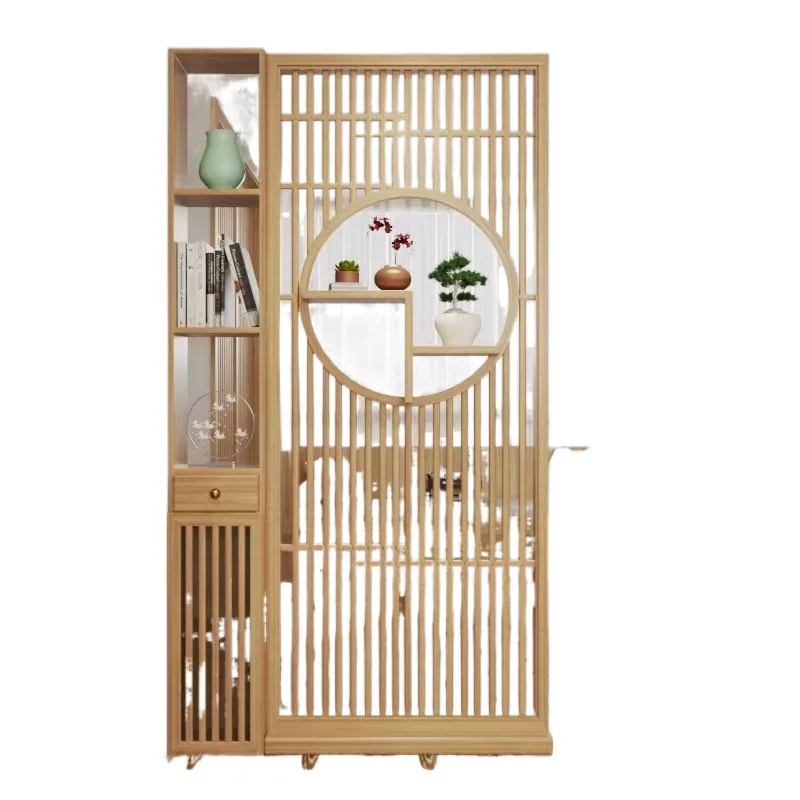 

New Chinese-style Bogu frame, solid wood screen partition, living room block, household hollow entrance entrance cabinet
