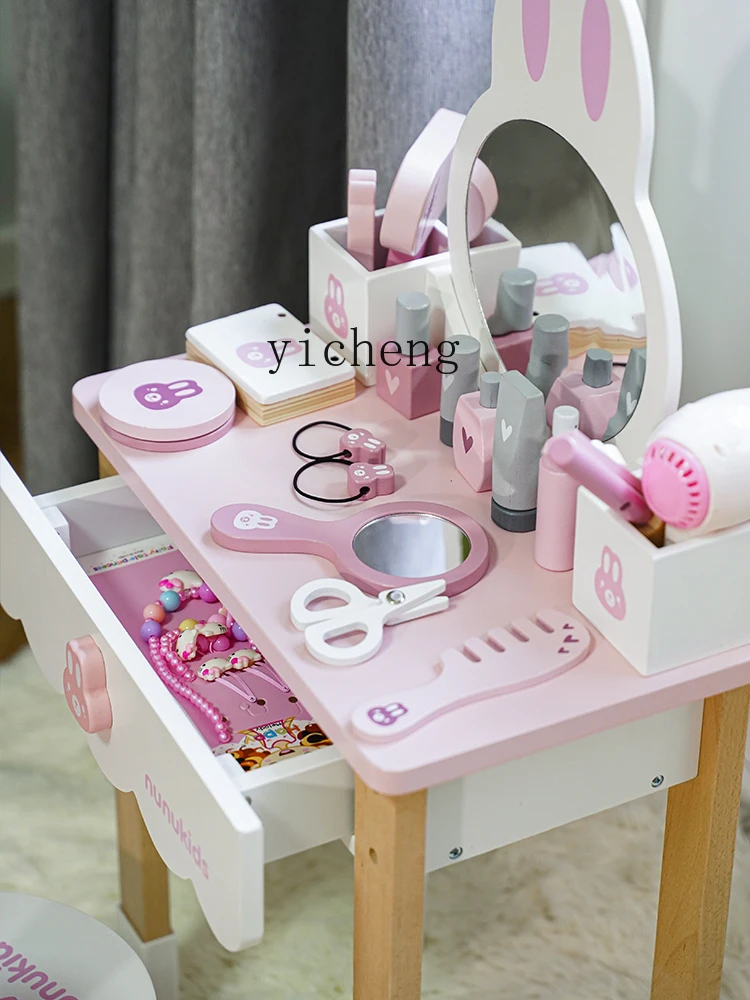 Children's Princess Wooden Dresser, Little Girl Play House, Baby Simulation Toys, Makeup Table, XL