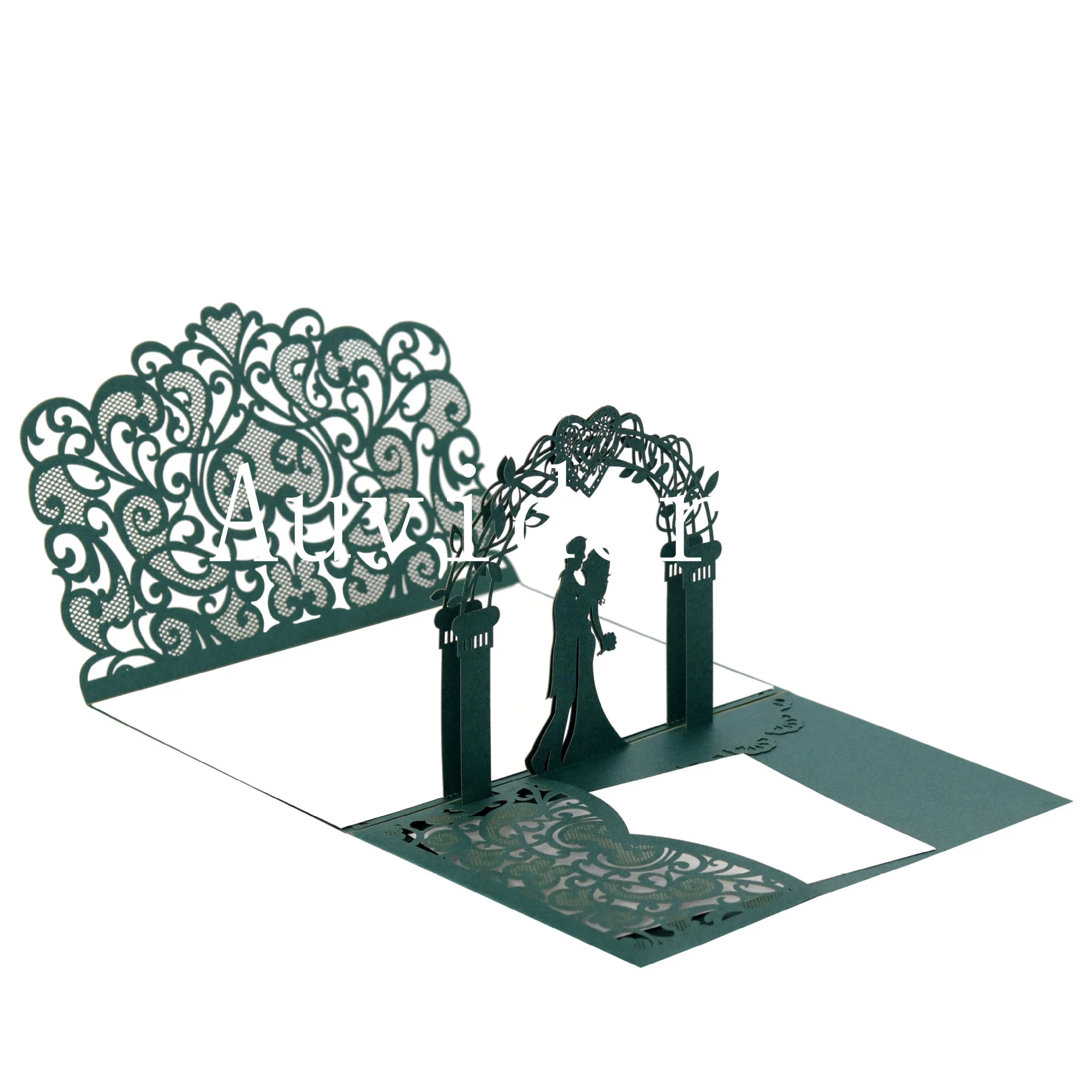 70/50 قطعة ثلاثية الأبعاد المنبثقة العروس والعريس بطاقة دعوة الزفاف الليزر القلب حفلة خطوبة دعوة أنيقة AK-3D-1