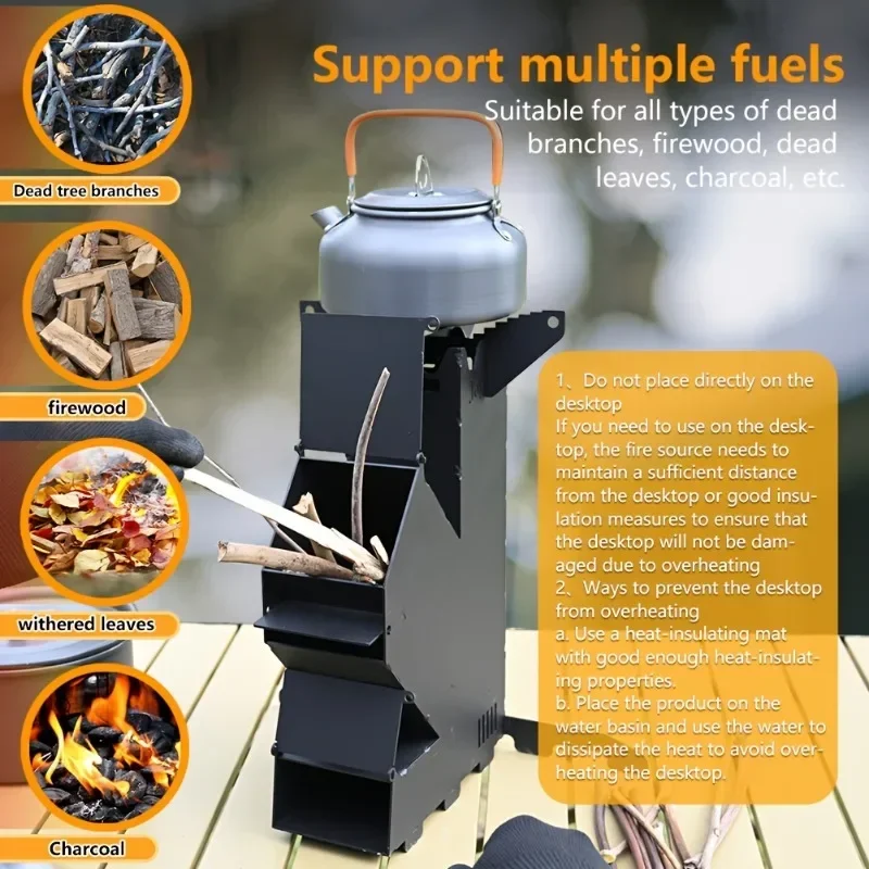 New Outdoor Fishing Cookout Rocket  Wood Stove Portable Picnic Home Wood Stove for Winter Heating Wood-burning Stove