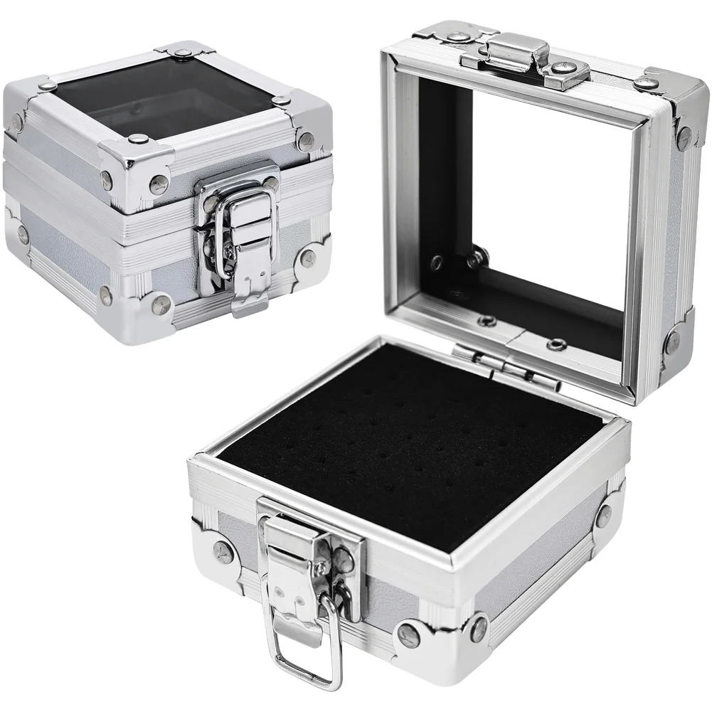 25 Hole for Nail Drill Bit Storage Box for Manicure Tools Metal Alloy Organizer Portable Desktop Case for Nail Art Supplies