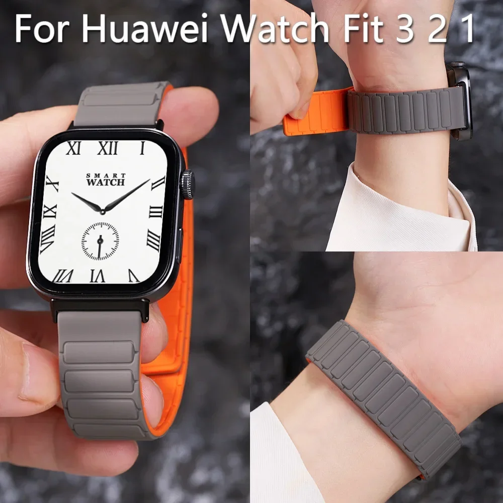 Pop Magnetic Loop Band For Huawei Watch Fit 3 2 Strap Silicone Bracelet Wristband Correa Watchband For Huawei Fit 3 2 1 Accessor