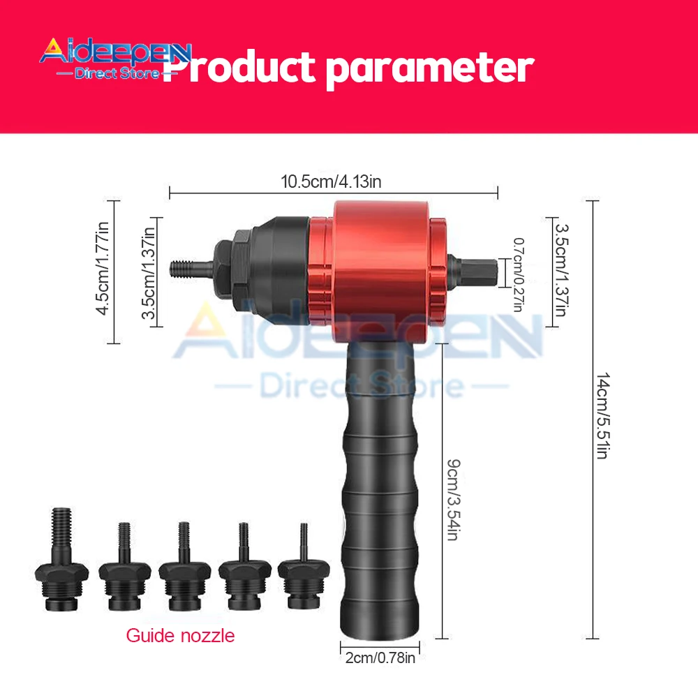 Electric Rivet Gun Removable Electric M3~M8 Rivet Nut Tool Adapter Insert Nut Pull Riveting Tool for Electric Drill/Hand Wrench