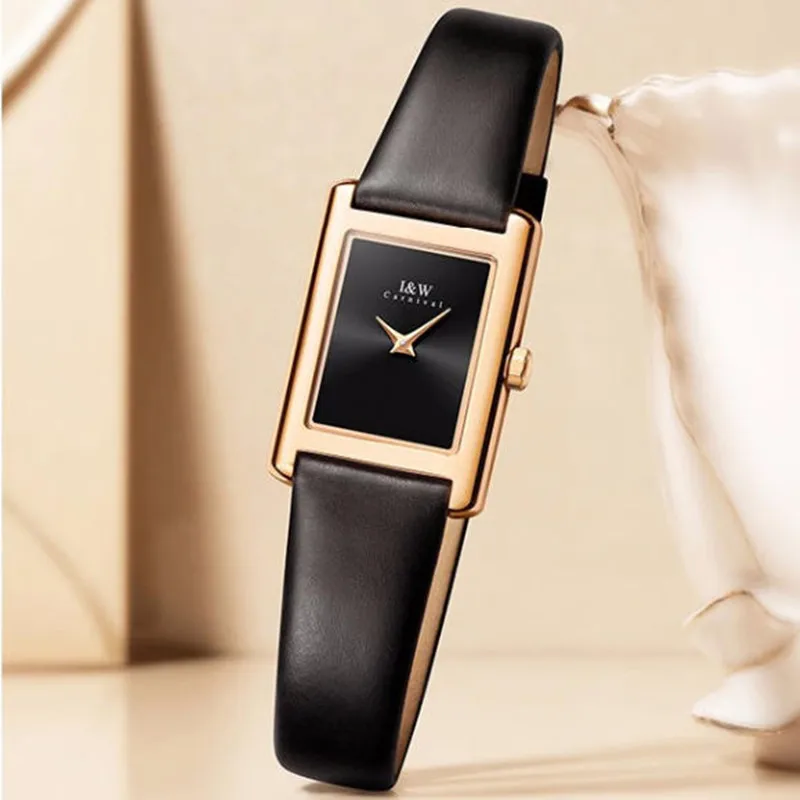 Switzerland Made Watches for Women CARNIVAL Brand Luxury Girls Square Quartz Wristwatches Ladies Fashion Waterproof Reloj Mujer