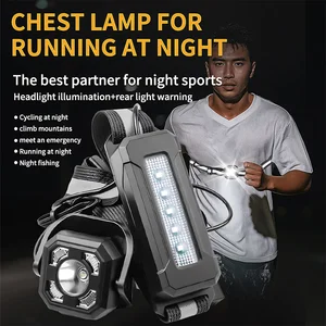 LED Night Light For Running Outdoor Sport Cycling Riding Chest Lamp Wearable Lantern USB Rechargeable Built In 18650 Battery