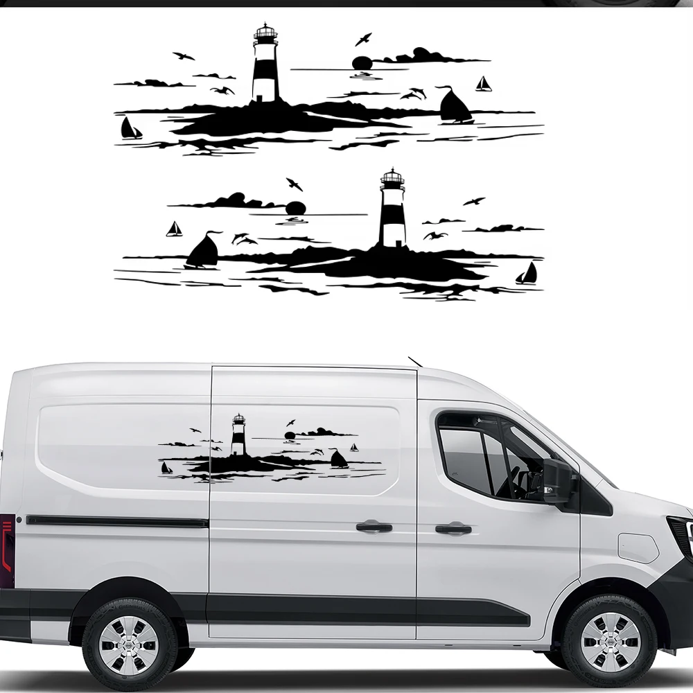 

Car Lighthouse Stickers For Van Camper Caravan Cargo Motorhome RV MPV Vinyl Seascape Wraps Decor Decal Auto Tuning Accessories