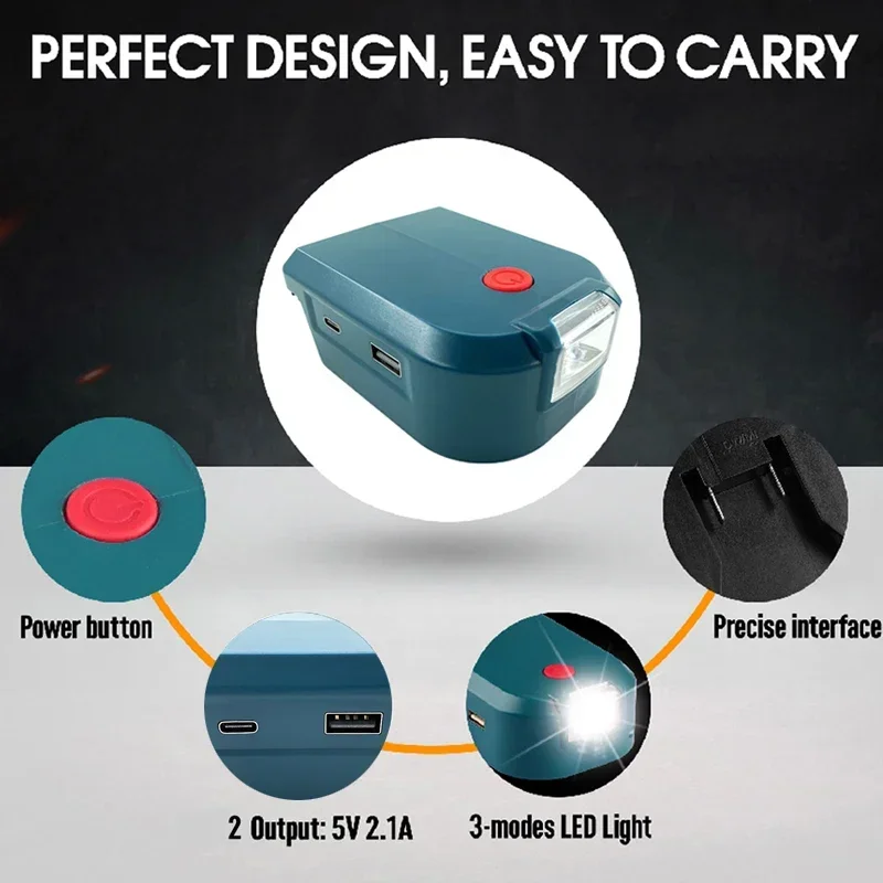 Battery Adapter for Makita 18V Battery With USB Type-C Port Battery Holder for Makita BL1830 BL1850 BL1860 Charger Adapter - view 6
