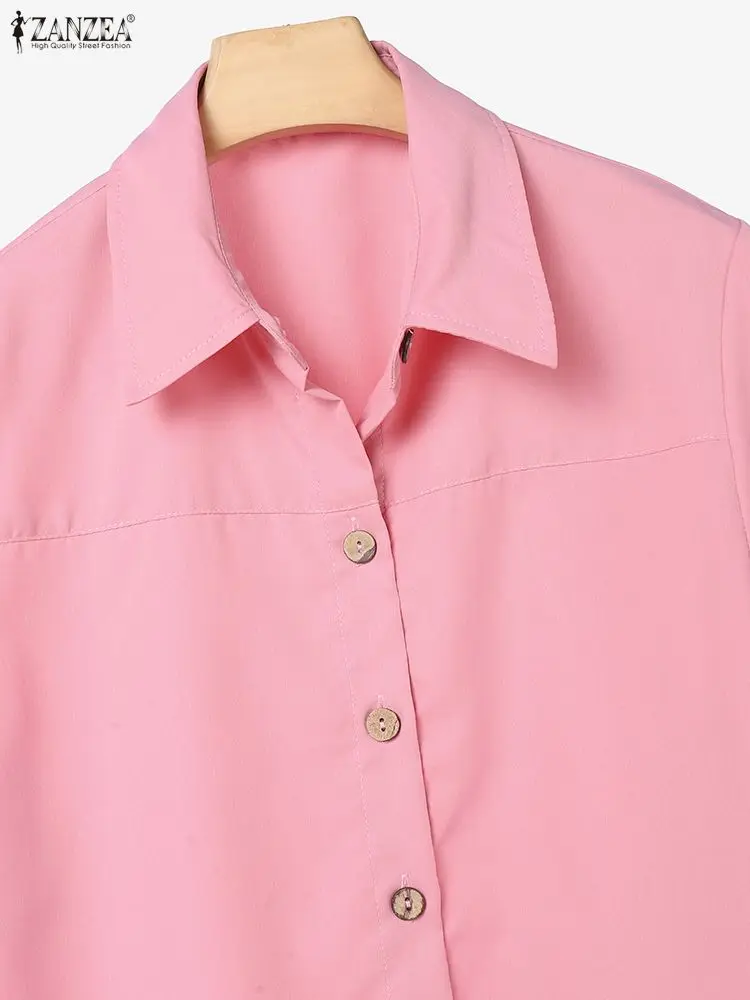 Zanzea casual 2 peças conjuntos de saia para mulher 2025 verão cor sólida manga curta camisas e saias midi linha a 2 peças ternos