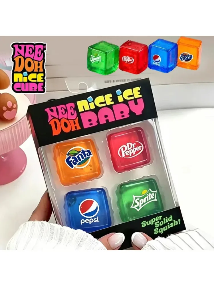 Needoh Nice Ice Cube Fidget Toys Slow Rebound Squishy Toys Stress Reliever Mini 4 Pack Set Anxiety Focus Sensory Cube Gifts New — 2