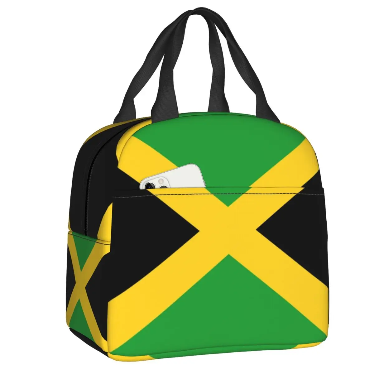 Custom Flag Of Jamaica Thermal Insulated Lunch Bags Women Resuable Lunch Tote for Kids School Children Multifunction Food Box