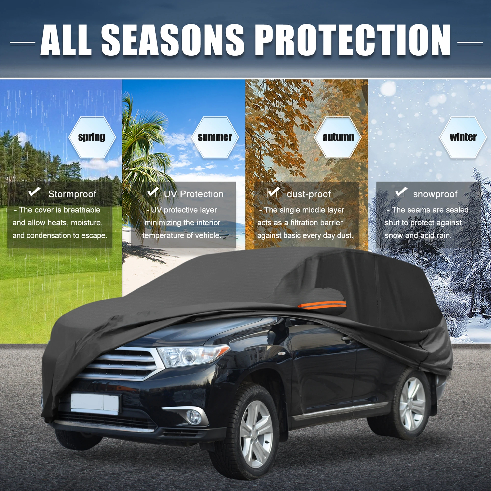 

Uxcell Водонепроницаемый автомобильный чехол Oxford 210D-Pu для Toyota Highlander с молнией, черный