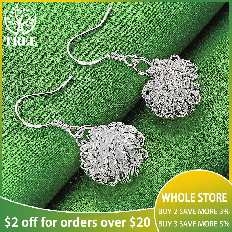 

ALITREE 925 Sterling Silver Woolen Ball Drop Earrings For Women Earring Lady Fashion Party Birthday Wedding Charm Jewelry Gifts