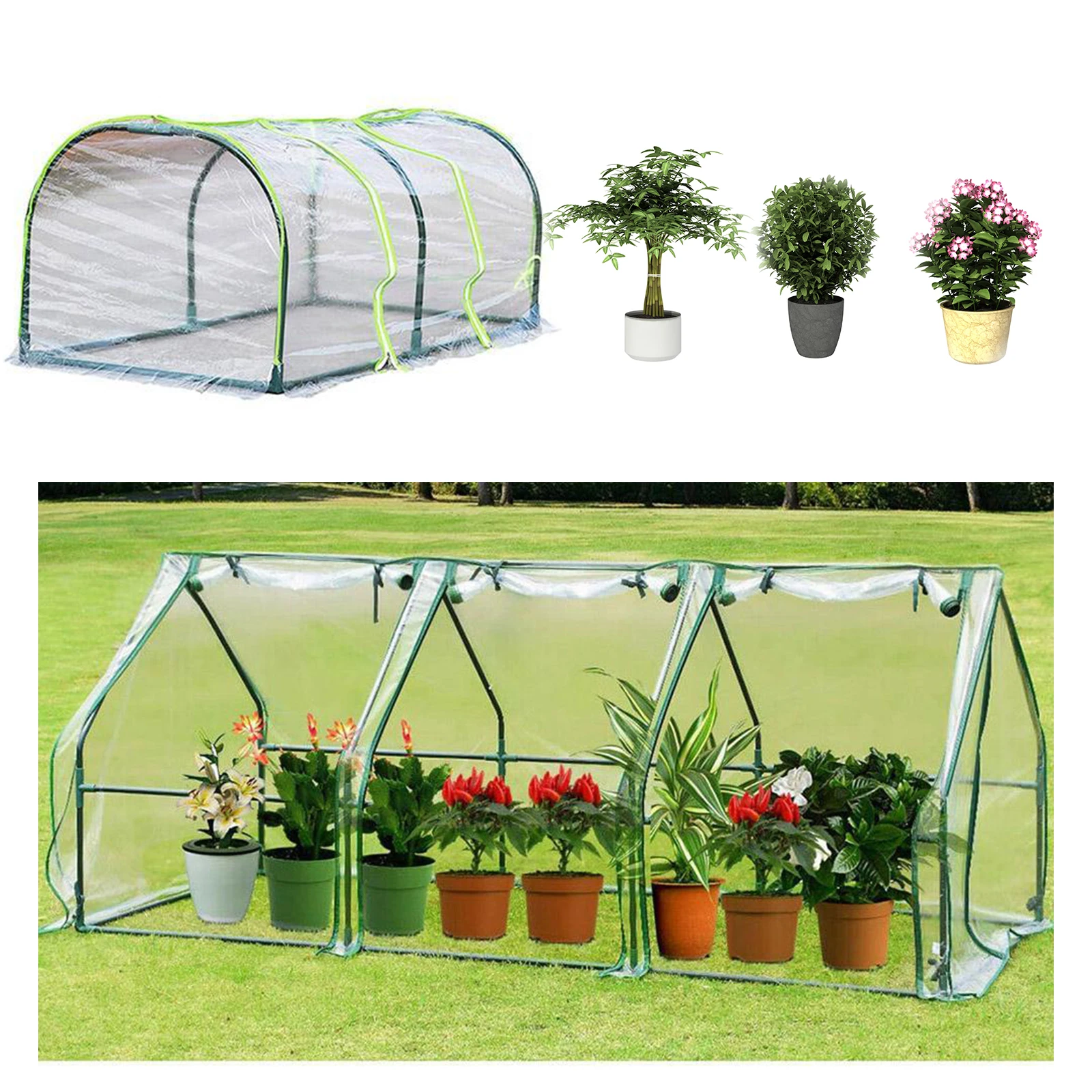 Portable Home Tunnel Greenhouse Mobile Mini Greenhouse Ventilated Without Frame Cold Greenhouse Insulation Cover Plant