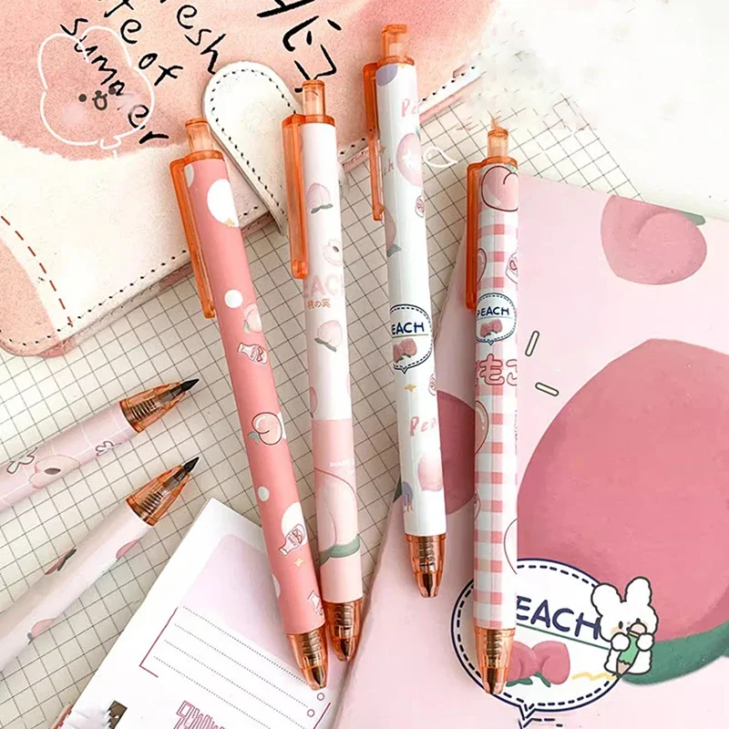 2/4pcs Eternal Non Sharpening Pencils Kawaii Press Automatic Pencils Korean Stationery Mechanical Pencil School Office Supplies